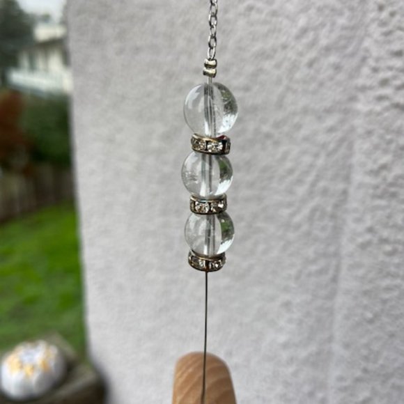 Crescent Moon Rainbow Maker Clear Quartz Crystal and purple glass prism - Picture 7 of 8